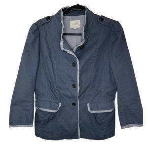 Loft Blazer Steel Blue Size 10 Button-Up Pockets Back Pleats Lightweight B04